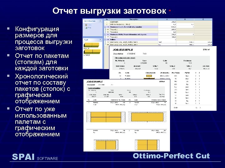 Отчет выгрузки заготовок * § Конфигурация § § § размеров для процесса выгрузки заготовок