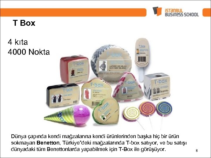 T Box 4 kıta 4000 Nokta Dünya çapında kendi mağzalarına kendi ürünlerinden başka hiç