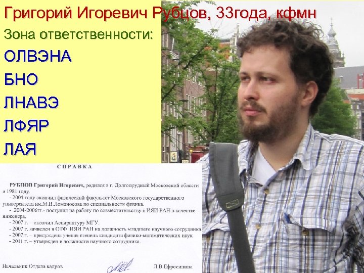 Григорий Игоревич Рубцов, 33 года, кфмн Зона ответственности: ОЛВЭНА БНО ЛНАВЭ ЛФЯР ЛАЯ 