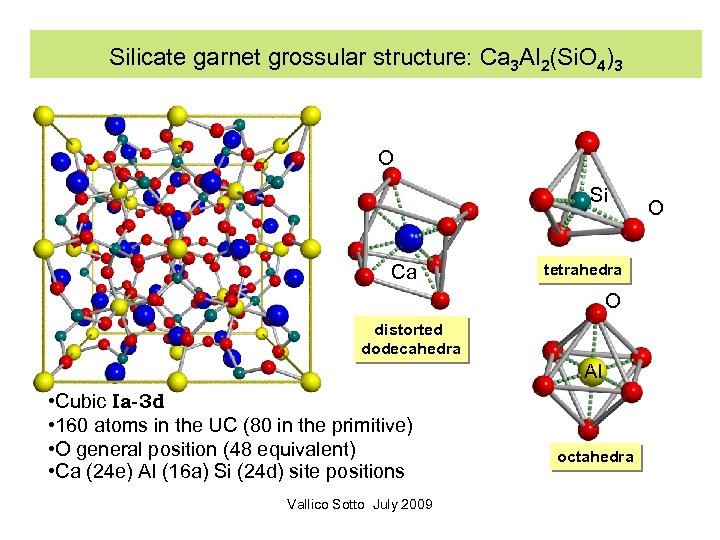 Silicate garnet grossular structure: Ca 3 Al 2(Si. O 4)3 O Si Ca tetrahedra