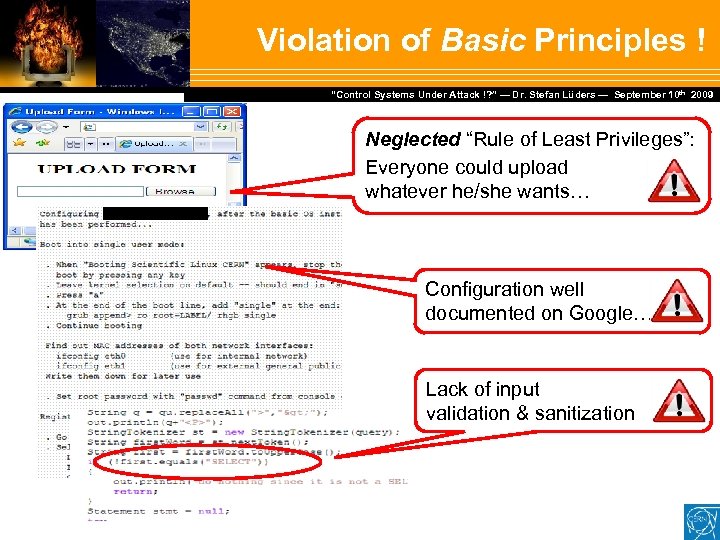 Violation of Basic Principles ! Dr. Stefan Lüders — September Februar 2007 “Control Systems