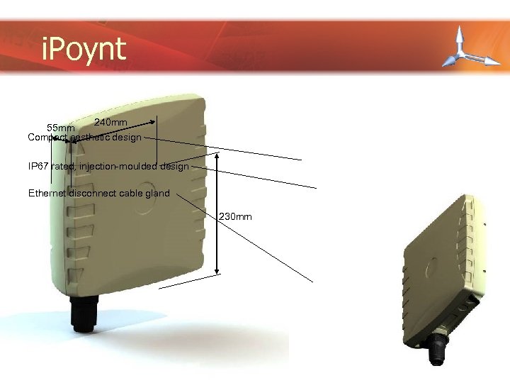 i. Poynt 240 mm 55 mm Compact aesthetic design IP 67 rated, injection-moulded design