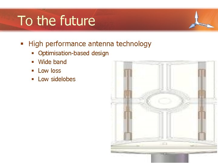 To the future § High performance antenna technology § § Optimisation-based design Wide band