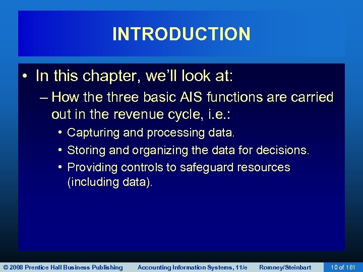 INTRODUCTION • In this chapter, we’ll look at: – How the three basic AIS