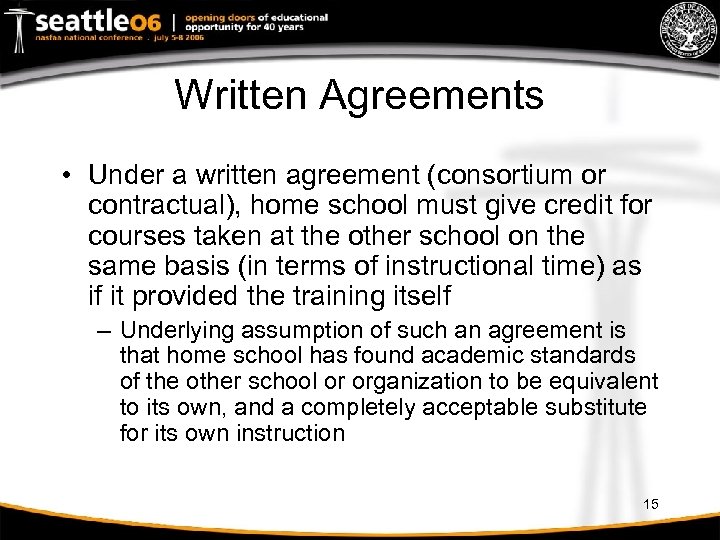 Written Agreements • Under a written agreement (consortium or contractual), home school must give
