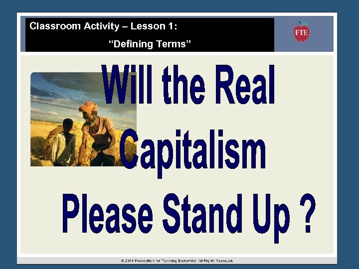 Classroom Activity – Lesson 1: “Defining Terms” 