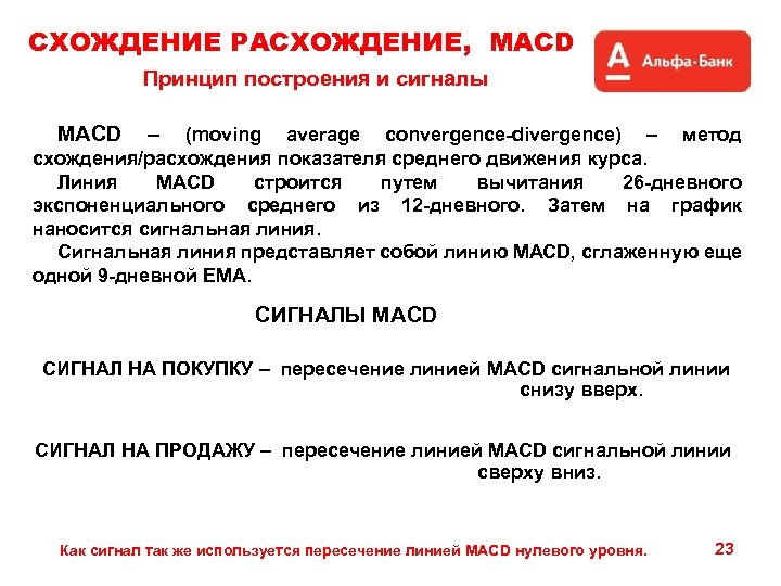 СХОЖДЕНИЕ РАСХОЖДЕНИЕ, MACD Принцип построения и сигналы MACD – (moving average convergence-divergence) – метод