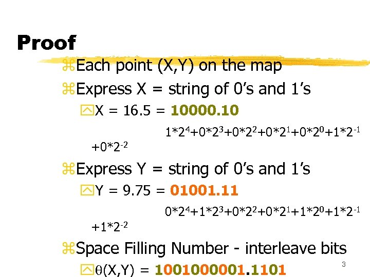 Proof z. Each point (X, Y) on the map z. Express X = string