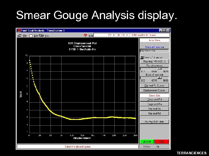 Smear Gouge Analysis display. TERRASCIENCES 