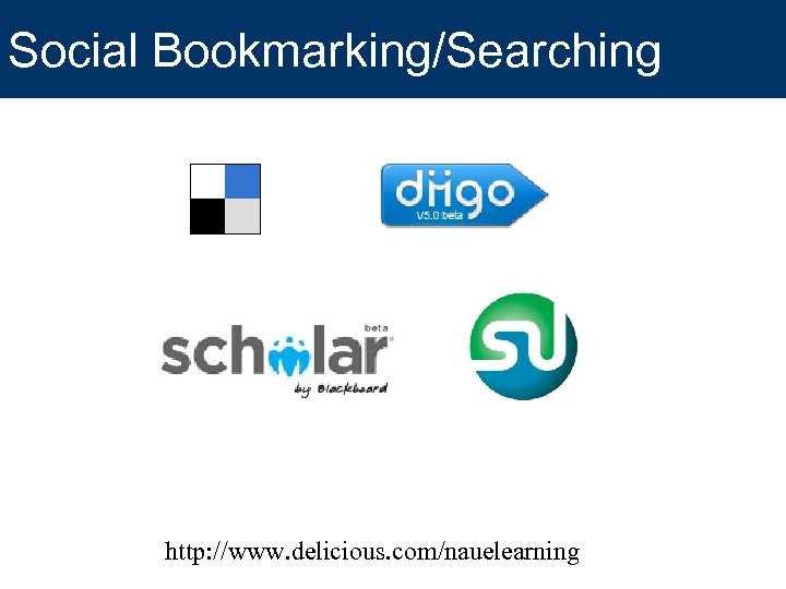 Social Bookmarking/Searching http: //www. delicious. com/nauelearning 