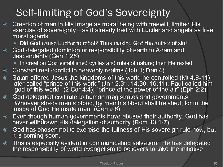 Self-limiting of God’s Sovereignty Creation of man in His image as moral being with