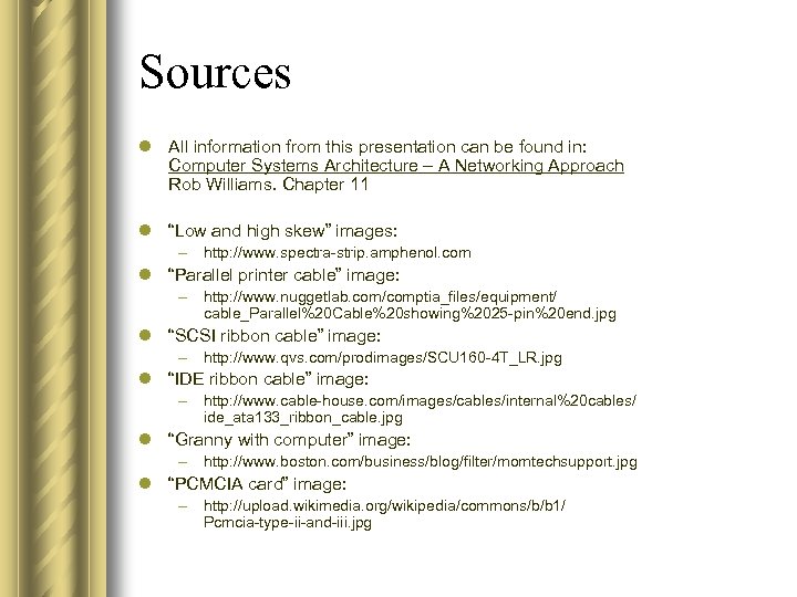 Sources l All information from this presentation can be found in: Computer Systems Architecture