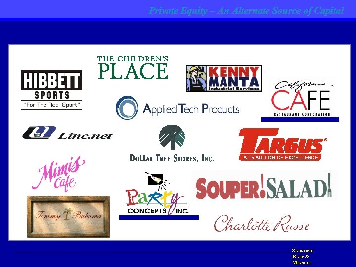 Private Equity – An Alternate Source of Capital ® A TRADITION OF EXCELLENCE SAUNDERS