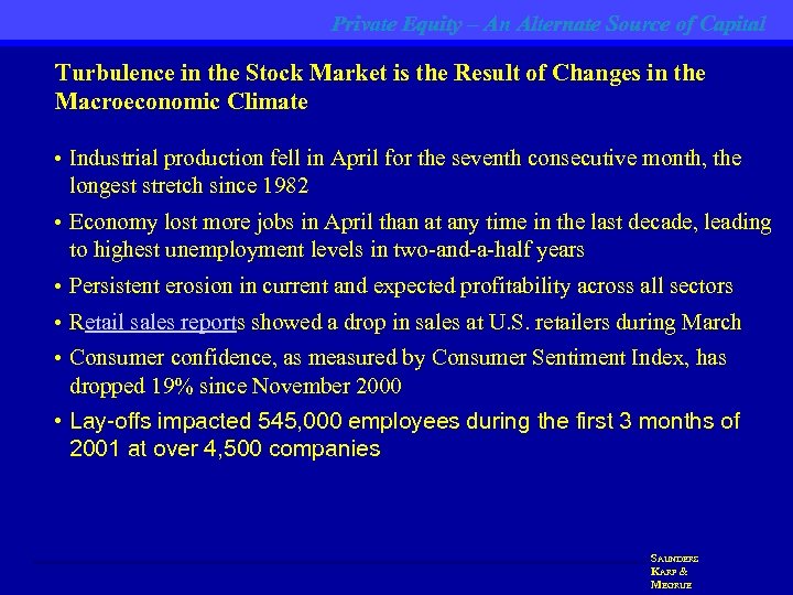 Private Equity – An Alternate Source of Capital Turbulence in the Stock Market is