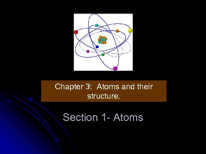 Chapter 3: Atoms and their structure. Section 1 - Atoms 