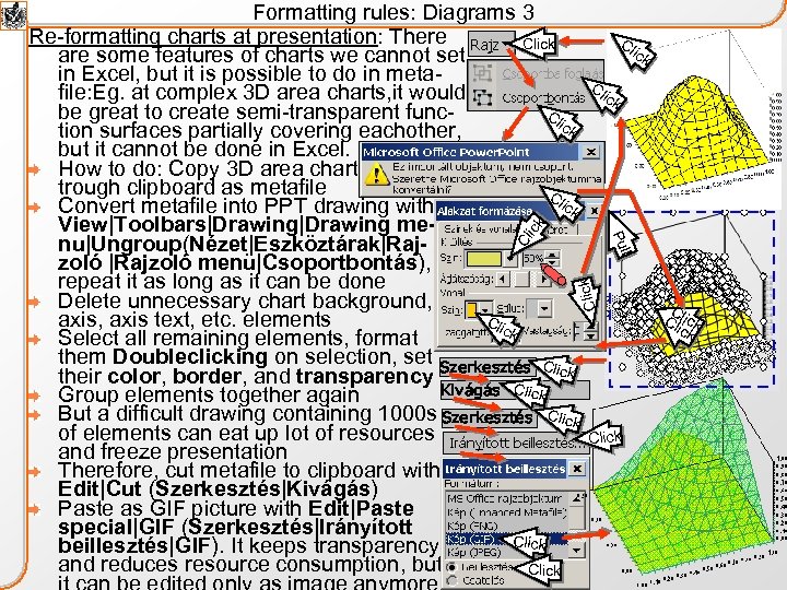 Cl ick Click Cl l Pul ick Formatting rules: Diagrams 3 Re-formatting charts at