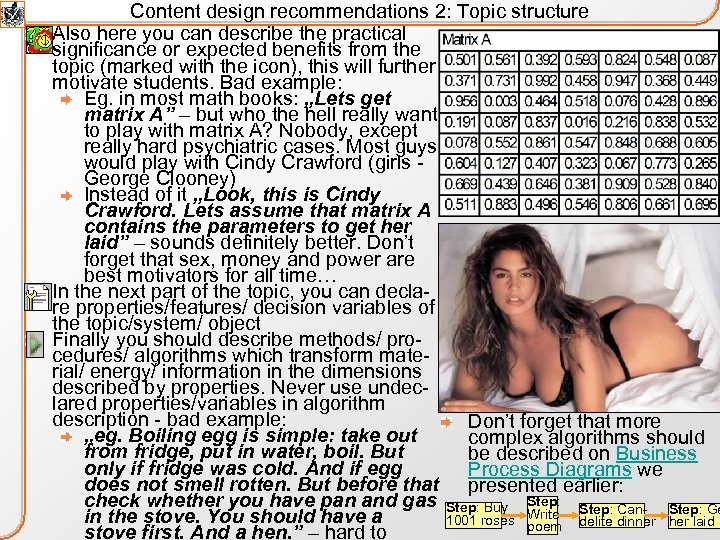 Content design recommendations 2: Topic structure Also here you can describe the practical significance