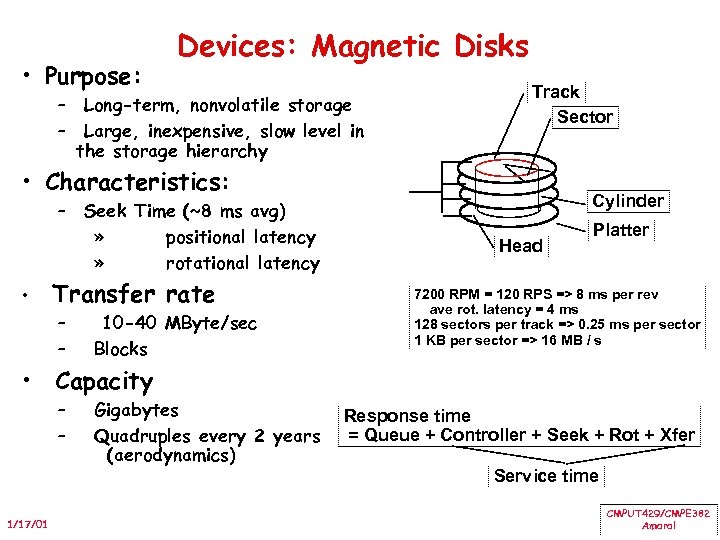  • Purpose: Devices: Magnetic Disks – Long-term, nonvolatile storage – Large, inexpensive, slow