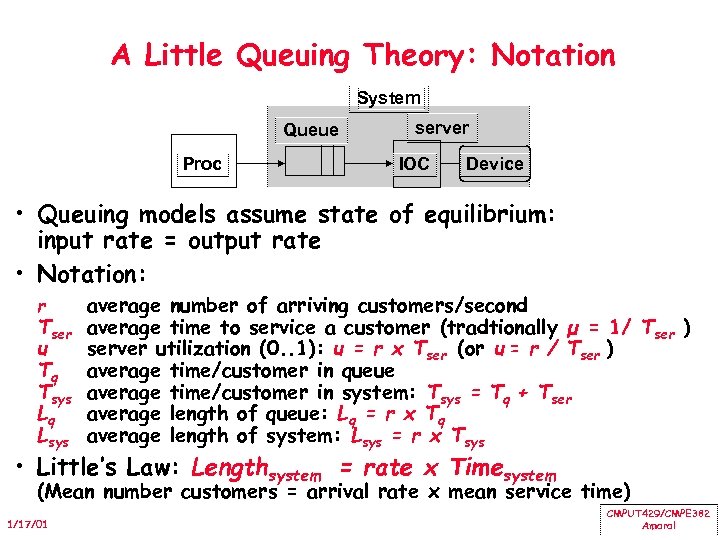 A Little Queuing Theory: Notation System Queue Proc server IOC Device • Queuing models