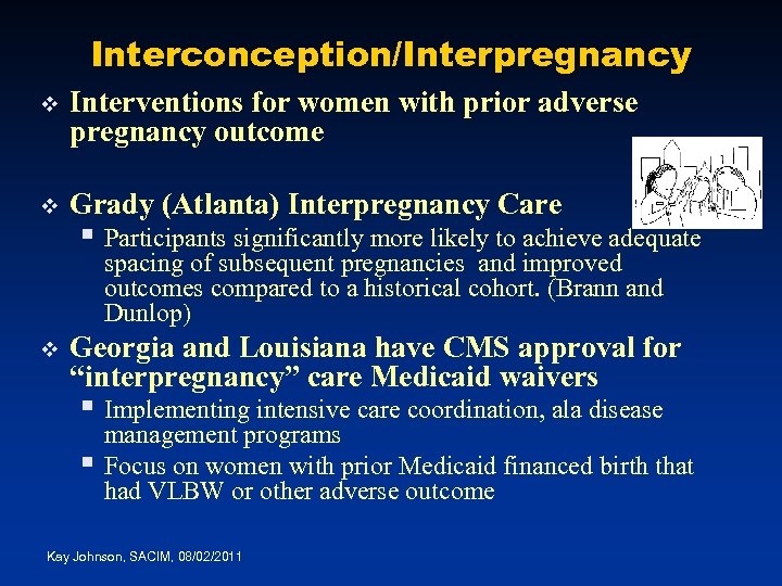 Interconception/Interpregnancy v Interventions for women with prior adverse pregnancy outcome v Grady (Atlanta) Interpregnancy