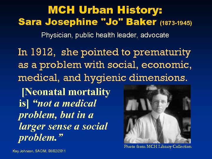 MCH Urban History: Sara Josephine 