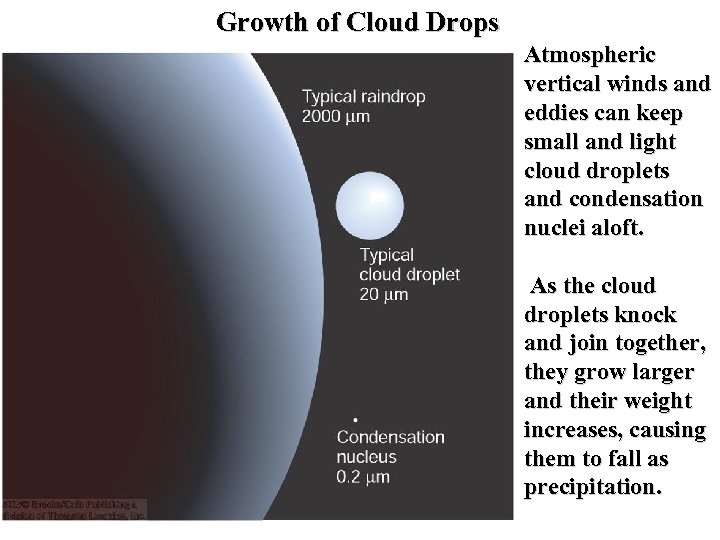 Growth of Cloud Drops Atmospheric vertical winds and eddies can keep small and light