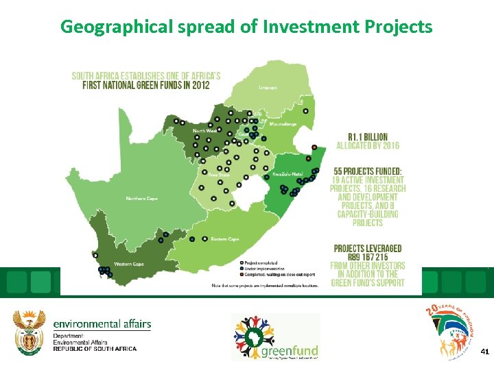 Geographical spread of Investment Projects • Financial year • Allocation 41 
