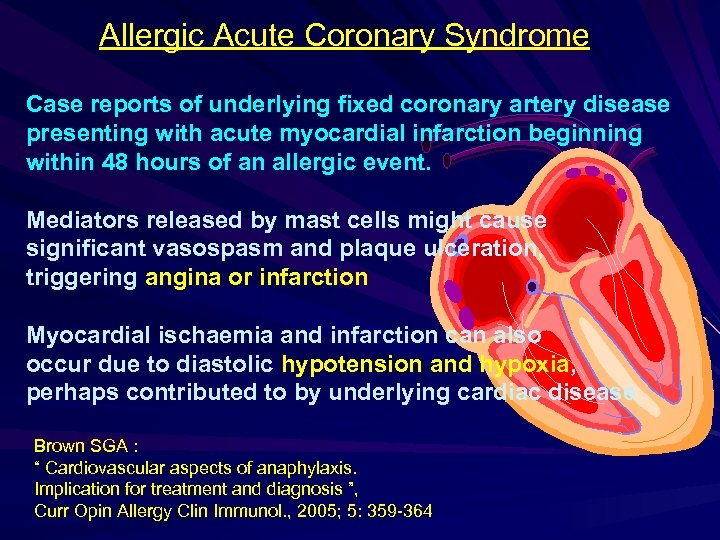 Allergic Acute Coronary Syndrome Case reports of underlying fixed coronary artery disease presenting with