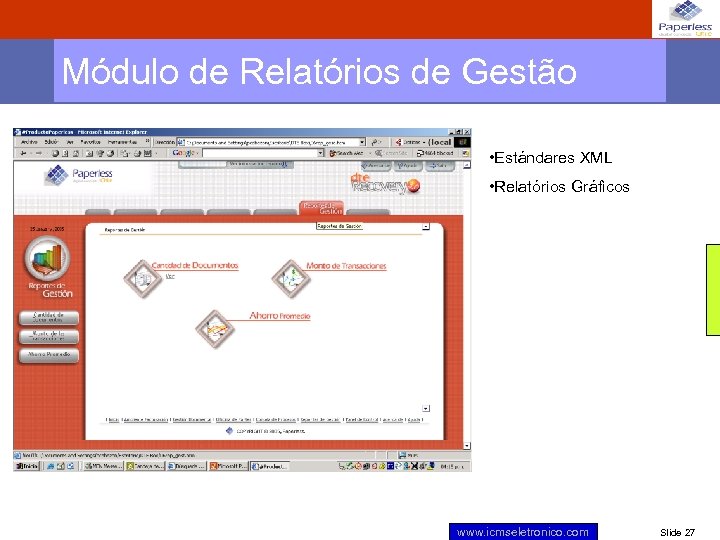 Módulo de Relatórios de Gestão • Estándares XML • Relatórios Gráficos www. icmseletronico. com