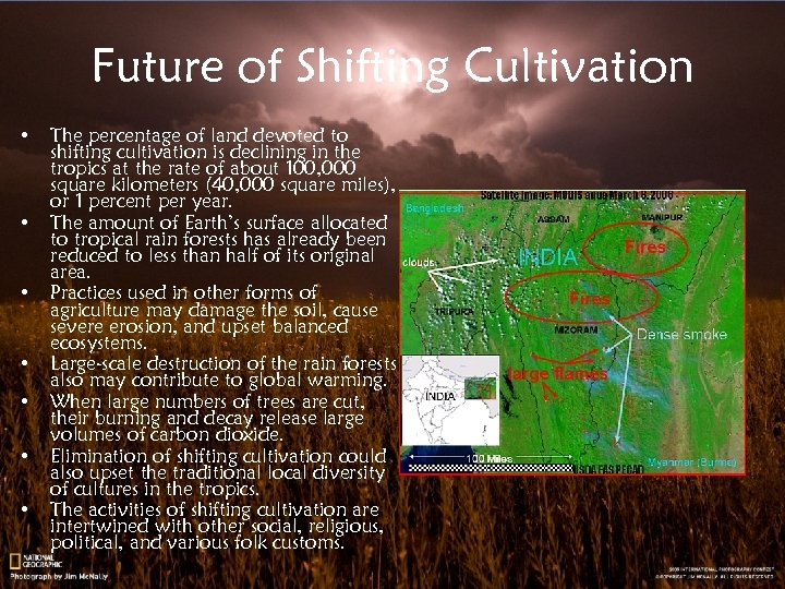 Future of Shifting Cultivation • • The percentage of land devoted to shifting cultivation