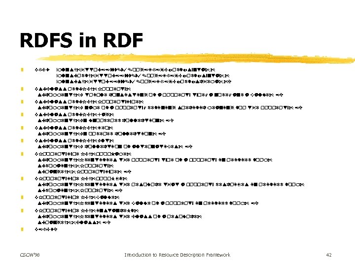 RDFS in RDF z z z <RDF xmlns=