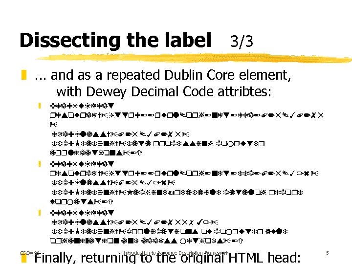 Dissecting the label 3/3 z. . . and as a repeated Dublin Core element,