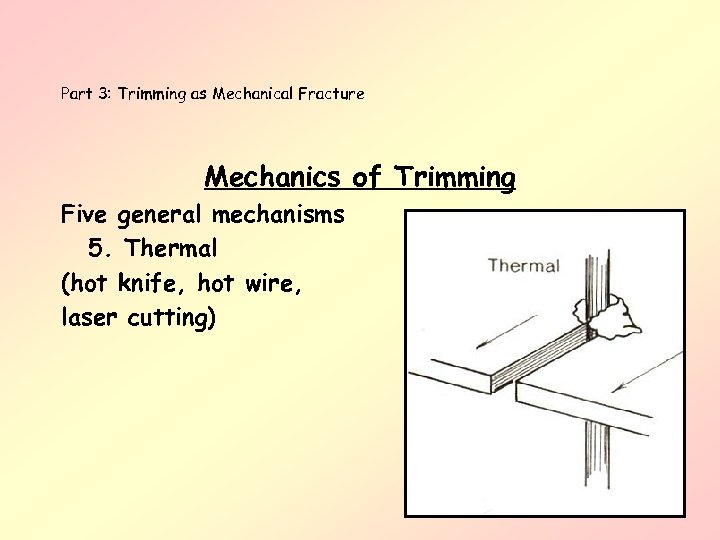 Part 3: Trimming as Mechanical Fracture Mechanics of Trimming Five general mechanisms 5. Thermal