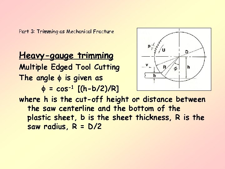 Part 3: Trimming as Mechanical Fracture Heavy-gauge trimming Multiple Edged Tool Cutting The angle
