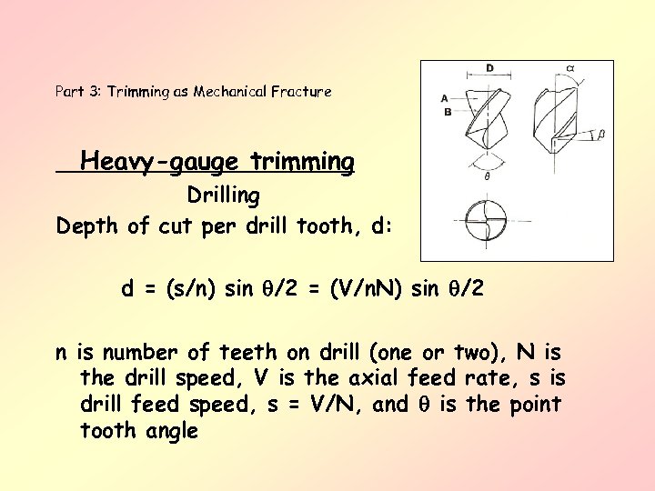 Part 3: Trimming as Mechanical Fracture Heavy-gauge trimming Drilling Depth of cut per drill