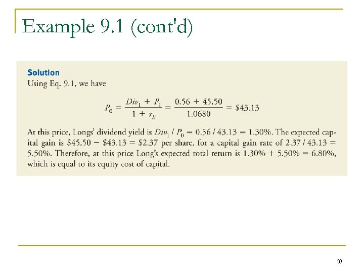 Example 9. 1 (cont'd) 10 