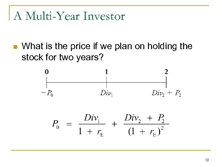 A Multi-Year Investor n What is the price if we plan on holding the
