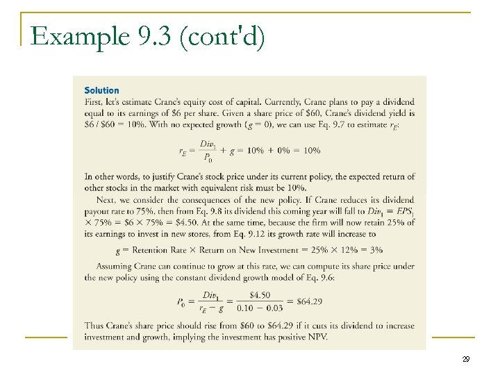 Example 9. 3 (cont'd) 29 