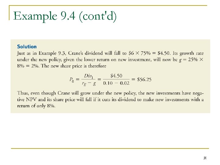 Example 9. 4 (cont'd) 31 