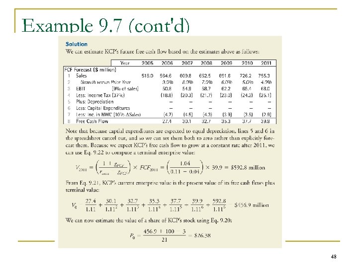 Example 9. 7 (cont'd) 48 
