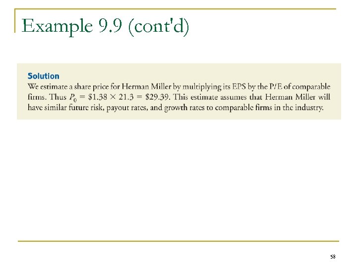 Example 9. 9 (cont'd) 58 
