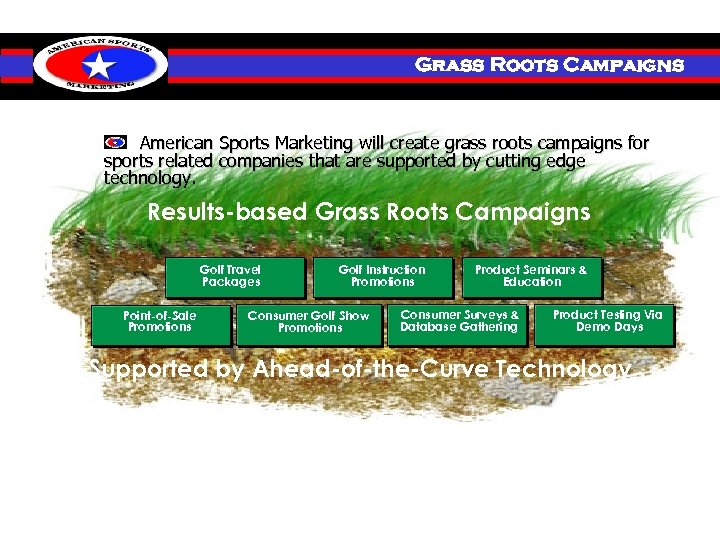 Grass Roots Campaigns American Sports Marketing will create grass roots campaigns for sports related