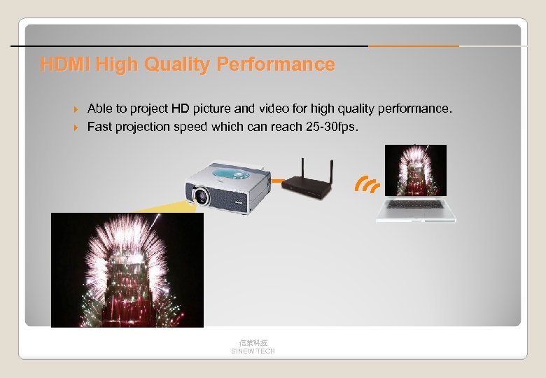 HDMI High Quality Performance Able to project HD picture and video for high quality