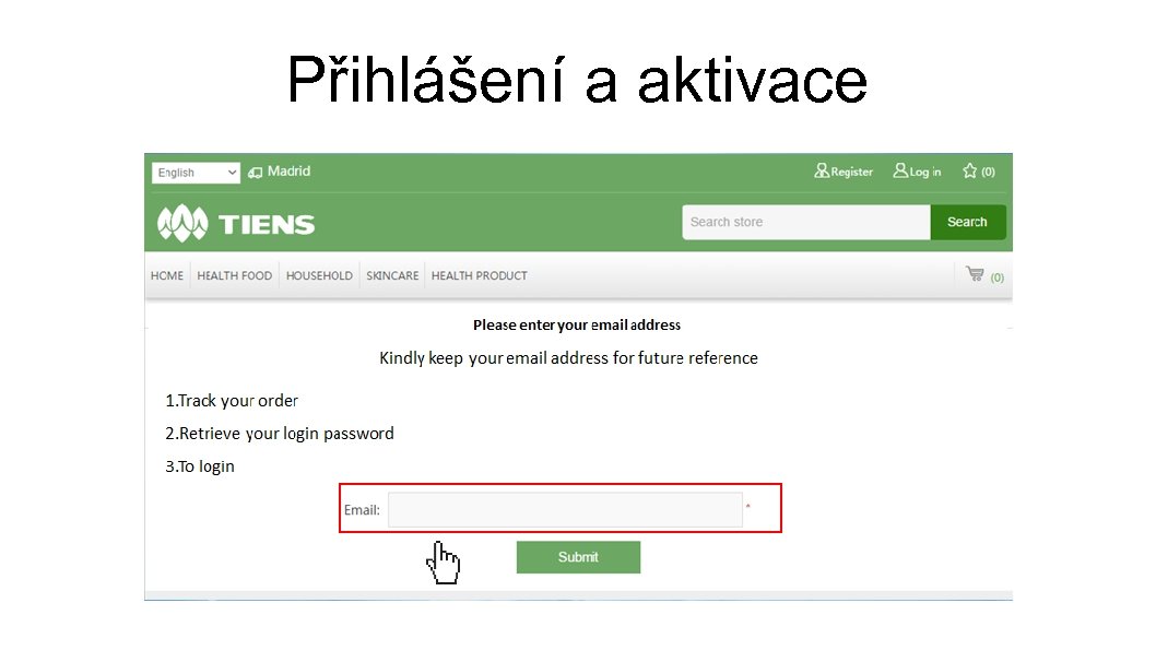 Přihlášení a aktivace 