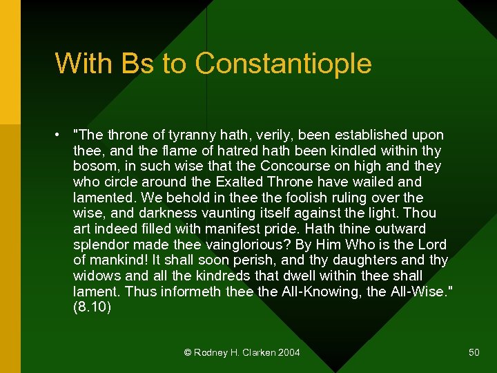 With Bs to Constantiople • 