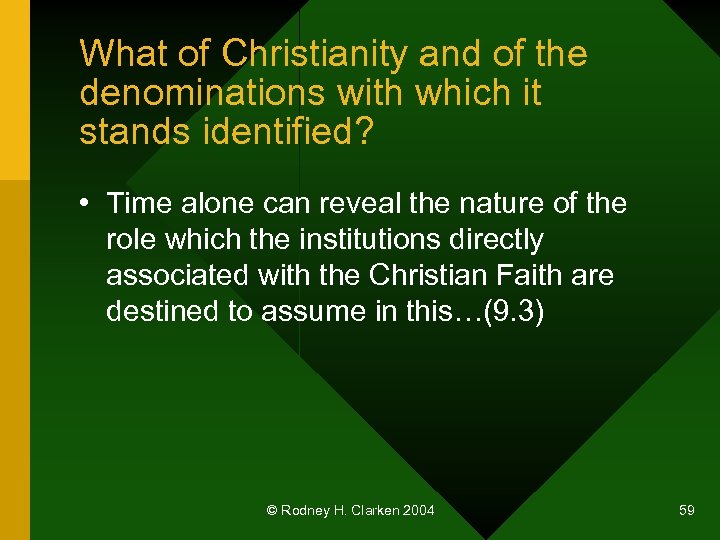 What of Christianity and of the denominations with which it stands identified? • Time