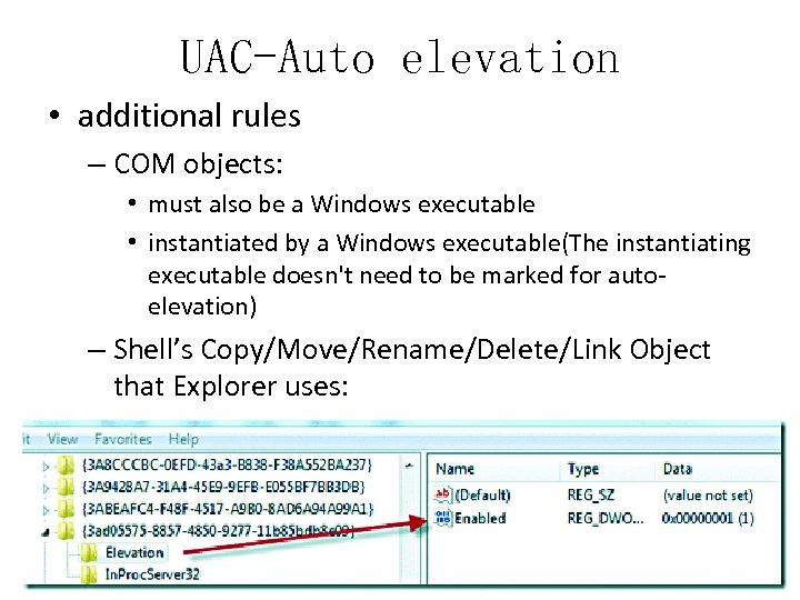 UAC-Auto elevation • additional rules – COM objects: • must also be a Windows