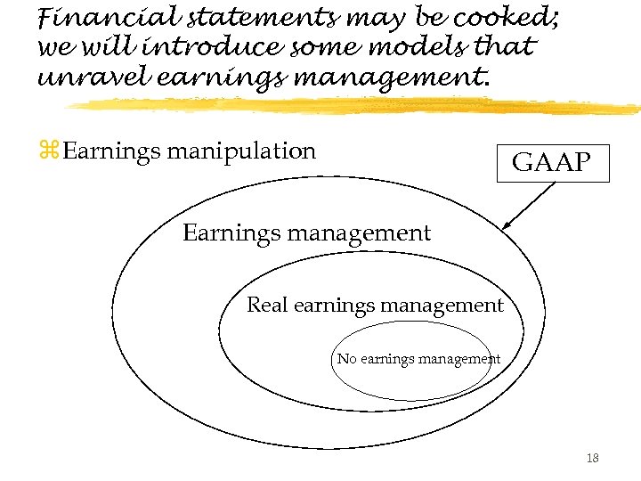 Financial statements may be cooked; we will introduce some models that unravel earnings management.