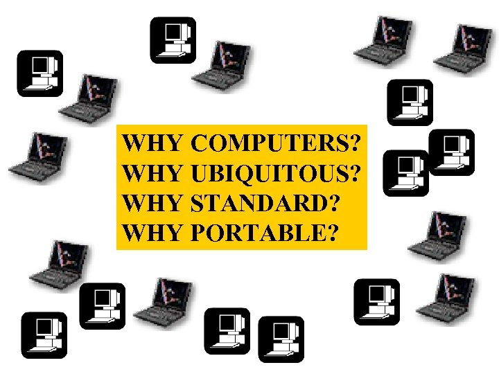 WHY COMPUTERS? WHY UBIQUITOUS? WHY STANDARD? WHY PORTABLE? 