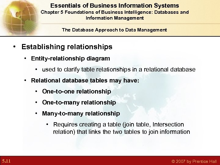 Essentials of Business Information Systems Chapter 5 Foundations of Business Intelligence: Databases and Information